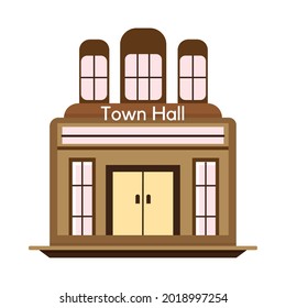 Isolated flat town hall building