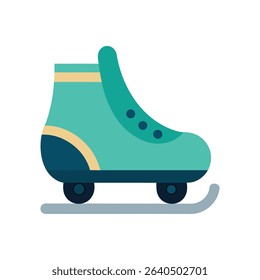 Isolated flat vector illustration of retro style ice skate for winter activity