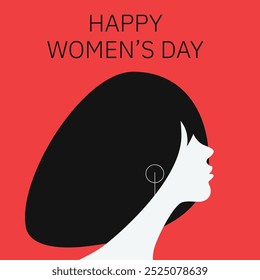 Isolated flat vector set of women's hairstyles and portraits. Pink, white and black women colors. Postcards for March 8. Women diverse faces, haircuts, nationality. Trendy design set.