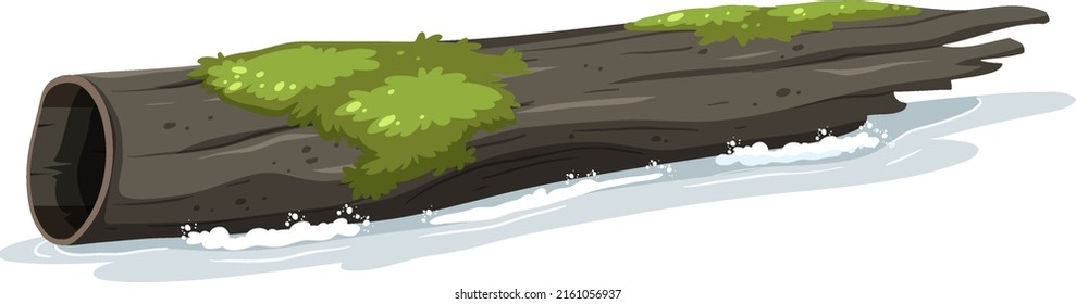 Isolated floating dead log wood illustration