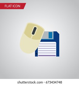 Isolated Floppy Disk Flat Icon. Computer Mouse Vector Element Can Be Used For Floppy, Mouse, Computer Design Concept.