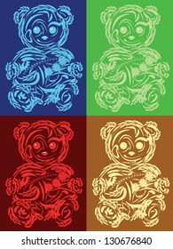 Isolated Floral bear toy in different colors