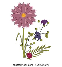 Isolated floral bouquet. . Spring season. Watercolor flowers - Vector illustration