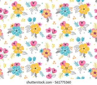 Isolated floral bouquets seamless pattern. Vector illustration