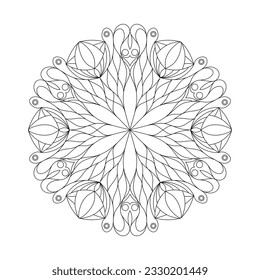 Isolated floral mandala. Vector ornamental illustration.