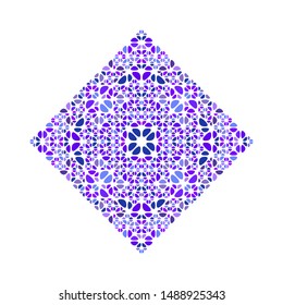 Isolated floral mosaic ornament square - geometrical ornamental colorful geometric vector design element on white background