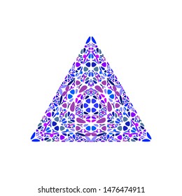 Isolated floral mosaic triangle logo template - geometric abstract vector element on white background