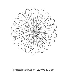 Patrón floral aislado. Ilustración vectorial en blanco y negro para el libro de colorear. También adecuado para el diseño del logotipo.