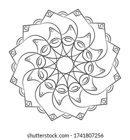 Isolated floral pattern mandala outline - Vector illustration