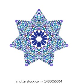 Isolated floral star symbol template - colorful geometrical vector design element