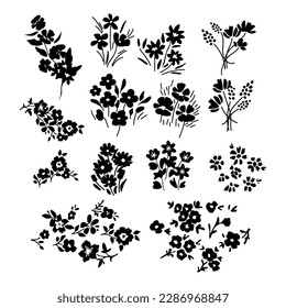 Conjunto decorativo vectorial floral aislado