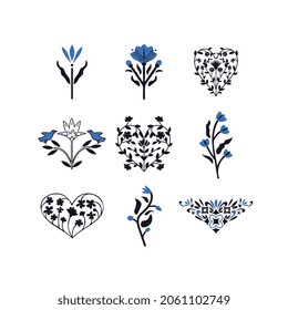 Isolated floral vector elements set