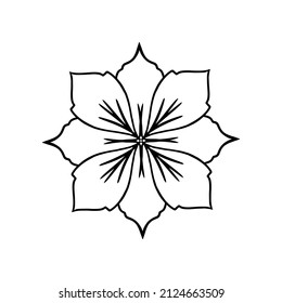 Elemento de flores aisladas en estilo doodle sobre fondo blanco para el diseño de belleza y la decoración de postales