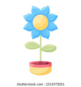 Isolated flower in a flowerpot Flat icon Vector illustration