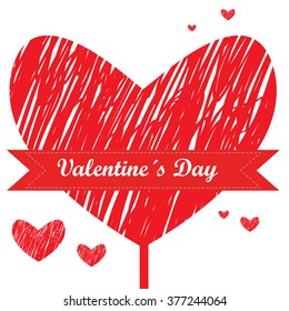 Isolated flower with a heart shape with text and a ribbon for valentine's day
