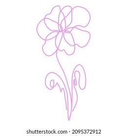 Isolated flower line art doodle vector illustration. Beautiful floral botanical decoration. Flower with petals