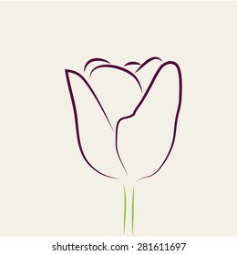 Isolated flower on a colored background. Vector illustration