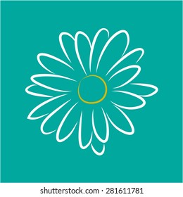 Isolated flower on a colored background. Vector illustration