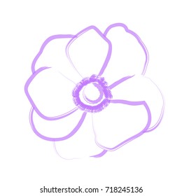 Isolated flower outline on a white background, Vector illustration