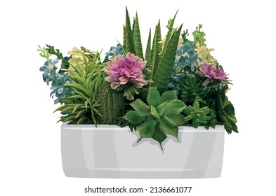 isolated flower in pot vector design