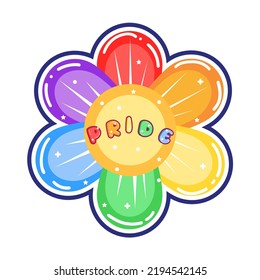 Isolated flower rainbow sticker vector illustration