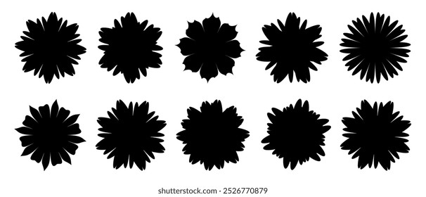 Isolated Flower Shape Silhouette Collection