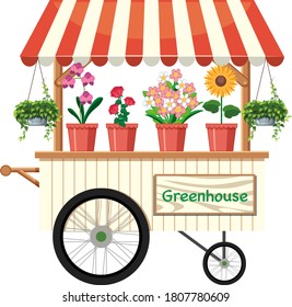 Isolated Flower Vendor Cart Illustration