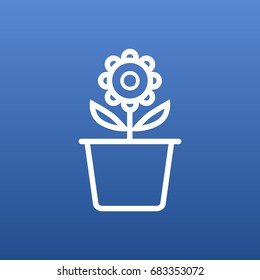 Isolated Flowerpot Outline Symbol On Clean Background. Vector Plant Pot Element In Trendy Style.