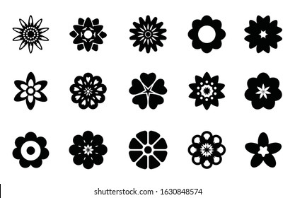 isolated flowers black and white illustration