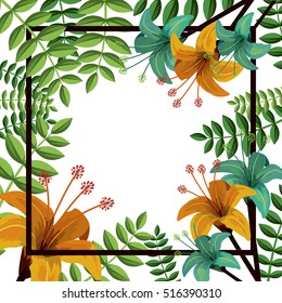 Isolated flowers frame decoration design