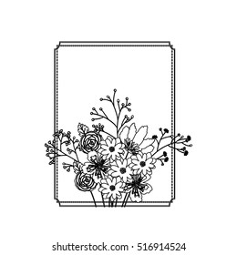 Isolated flowers frame decoration design