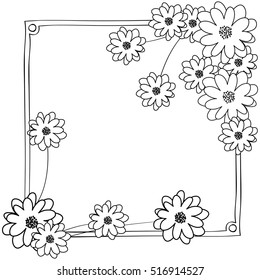 Isolated flowers frame decoration design