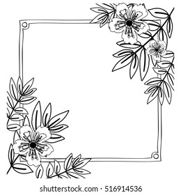 Isolated flowers frame decoration design