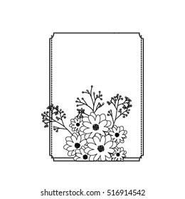 Isolated flowers frame decoration design