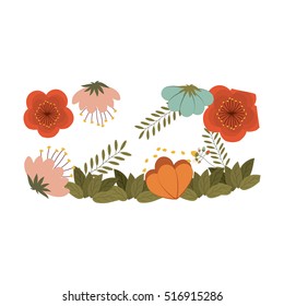 Isolated flowers frame decoration design