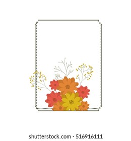 Isolated flowers frame decoration design