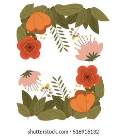 Isolated flowers frame decoration design