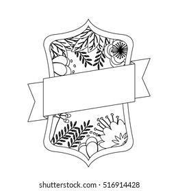 Isolated flowers frame with ribbon design
