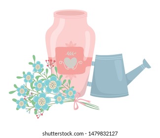 Isolated flowers and leaves vector design