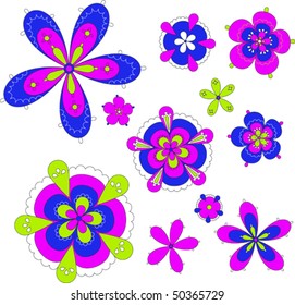 isolated flowers on white background