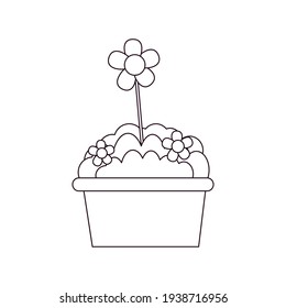 Blumen einzeln auf einem Topfsymbol - Vektorgrafik