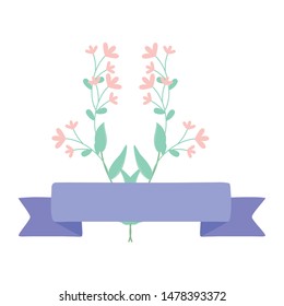 Isolated flowers with purple design