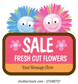 Isolated flowers with sign (add your own message)