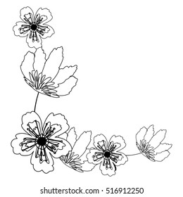 Isolated flowers silhouette decoration design