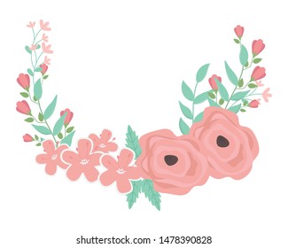 Isolated flowers wreath vector design