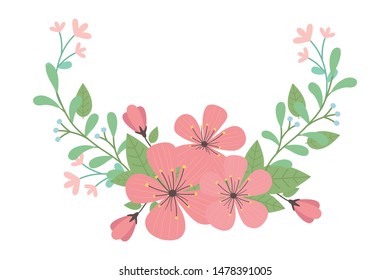 Isolated flowers wreath vector design