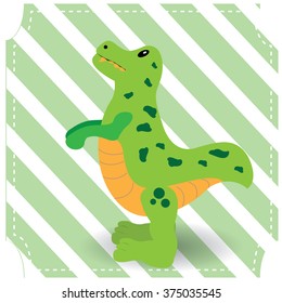 Isolated fluffy dinosaur on a textured green background