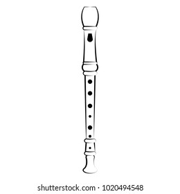 Isolated flute outline. Musical instrument