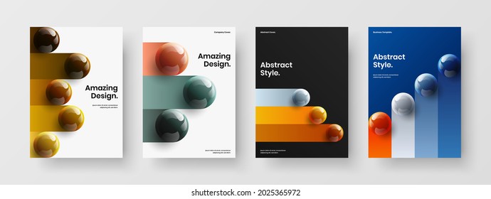 Isolated flyer A4 design vector template composition. Simple realistic balls cover concept set.