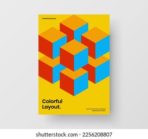 Isolated flyer A4 design vector illustration. Abstract mosaic tiles postcard template.